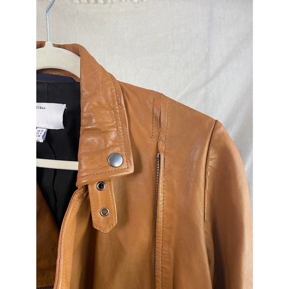 Muuba Lamb Leather Tan Moto Jacket Size 6 - Picture 7 of 15
